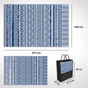 Outsunny Covor pentru Exterior 182x274 cm Reversibil, Covor Pliabil din Polipropilen 310 g/m² Albastru si Alb | Aosom Romania