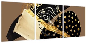 Tablou - Abstracție maro auriu N⁰1 (cu ceas) (90x30 cm)