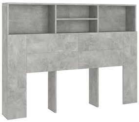 Tăblie de pat cu dulap, gri beton, 140x19x103,5 cm