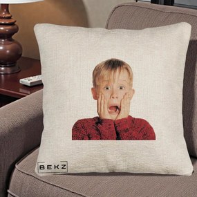 Perna Decorativa Kevin Singur Acasa, 40x40 cm, Bej Canapea, Husa Detasabila, Perna Inclusa, BEKZ®