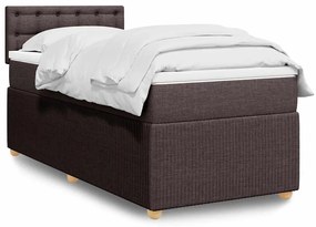vidaXL Pat box spring cu saltea, maro închis, 80x200 cm, textil