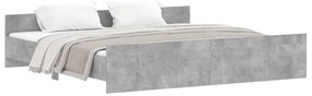 3203736 vidaXL Cadru de pat cu tăblie la cap/picioare, gri beton, 200x200 cm