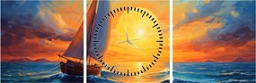 Tablou - Sailboats (cu ceas) (90x30 cm)