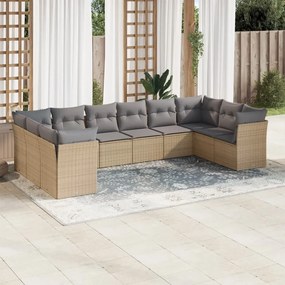 vidaXL Set canapele de grădină cu perne, 10 piese, bej, poliratan