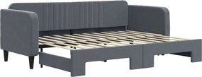 vidaXL Pat de zi cu extensie, gri închis, 80x200 cm, catifea