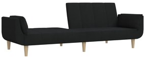 Canapea extensibila cu 2 locuri,taburet2 perne,textil,negru Negru, Cu scaunel pentru picioare