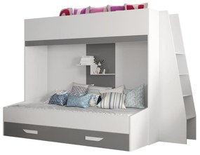 Pat pentru copii combinat 90 cm Puro 17 (alb mat + alb lucios + gri lucios). 1087115