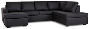 Colțar Scandinavian Choice C118Negru, 285x199x80cm, Picioare: Lemn