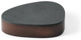 Cutie de depozitare gri antracit-maro din lemn și din piele ecologică cu capac, decorativă 14x12,5x3,5 cm Curve Nupo – LIND DNA
