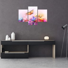 Tablou - Fluture asupra florilor, abstracție (90x60 cm)