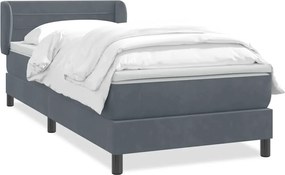 vidaXL Pat box spring cu saltea, gri închis, 90x220 cm, catifea