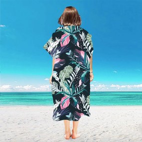 Poncho prosop de plaja NIGHT BLOSSOM negru 80x145 cm
