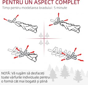HOMCOM Mini brad de Crăciun 60 cm cu lumini integrate, 86 ramuri, conuri de pin, bobițe roșii, bază din ciment, verde | Aosom Romania