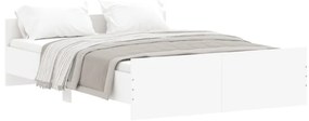 Cadru de pat cu tăblie de cap și picioare, alb, 140x190 cm