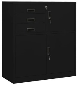 336407 vidaXL Dulap de birou, negru, 90x40x102 cm, oțel