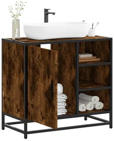 vidaXL Dulap pentru chiuvetă de baie stejar afumat 65x33x60 cm lemn