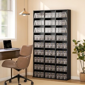 HOMCOM Dulap Dvd Con 9 Rafturi, 21 Regolabili, 27 Scomparti, Negru | Aosom Romania