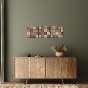 Tablou - Cuburi bej (cu ceas) (90x30 cm)