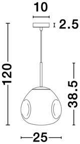 Pendul din metal cromat si sticla lucrata manuala cromata Lava