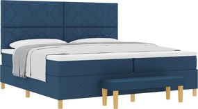 vidaXL Pat cu arcuri cu saltea albastru 200 x 200 cm țesătură