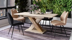 Mazzoni KARO Bej (Șampanie)/Stejar Artisan – MASĂ/MĂSUȚĂ CAFEA MODERNĂ CU BLAT EXTENSIBIL până la 180 cm