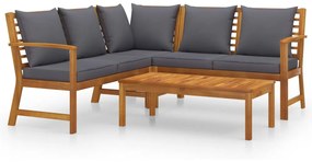 3057776 vidaXL Set mobilier de grădină cu perne, 4 piese, lemn masiv de acacia