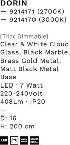 Pendul decorativ LED 2700K DORIN negru