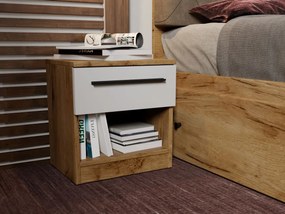 Set noptiere Levi cu sertare Alb/Stejar