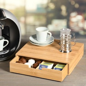 Kesper 58952 Organizator pentru capsule de ceai șicafea bambus, 34 x 31 x 8 cm
