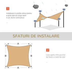 Outsunny Cort Parasolar Dreptunghiular din PE Protecție UV Culoare Nisip pentru Evenimente 4x6m | Aosom Romania