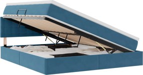 vidaXL Pat cu storage cu saltea Albastru închis 180 x 200 cm Catifea