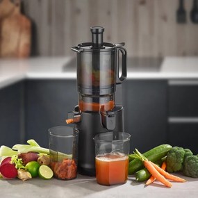 Storcator cu presare la rece slow juicer Caso Juice Fit Pro, 250 W, 1 l, 40 rpm, Safety Stop, Functionare silentioasa, Negru mat