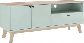 HOMCOM Comodă TV 120 cm, corp TV pentru televizoare până la 91,4 cm cu 2 uși, sertar, compartiment deschis, verde deschis | Aosom Romania