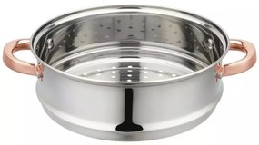 Oala pentru gatit la aburi Klausberg KB 7735, 24 cm, 5 L, 4 piese, Inductie, Inox/Aur roz