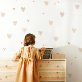 Autocolante textile INSPIO - Inimi bej pentru camera copiilor
