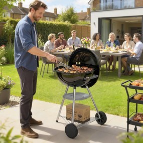 Outsunny Grătar rotund tip kettle | Aosom Romania