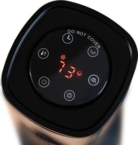 Aeroterma ceramica coloana PTC Rosberg R51970IF, 1500W, 8 m², 2 trepte, Efect de flacara, Oscilatie, Telecomanda, Negru