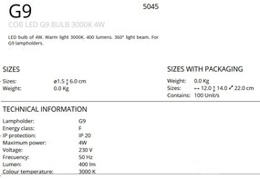 Bec G9 LED 400Lm 3000K 4W