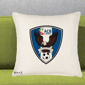 Perna Personalizata ACB Ineu Fotbal, 40x40 cm, Crem Reliefat, Husa Detasabila, Perna Inclusa, BEKZ®