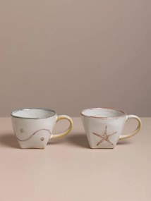 Set 2 cești de cafea din gresie ceramică, H7 cm, "Marine"