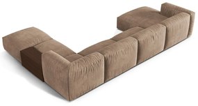 Colțar modular maro deschis cu tapițerie din catifea (cu colț pe partea dreaptă/în formă de "U") Martina – Micadoni