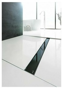 Set rigola pentru dus plus capac sticla neagra Alca Glass si APZ106 85 cm