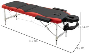 HOMCOM Pat de Masaj Pliabil cu Înălțime Reglabilă din Aluminiu și Plastic, 215x60x61-84 cm, Negru | Aosom Romania