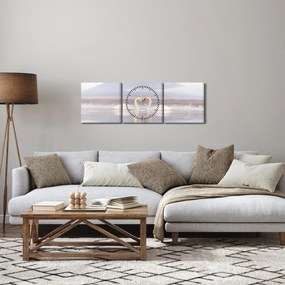 Tablou - Lebede îndrăgostite (cu ceas) (90x30 cm)