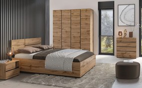 Pat lemn masiv Orion cu ladă de depozitare 160/180×200 cm - Stejar deschis, 180x200