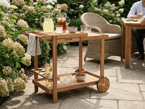 Masa de servit pentru gradina pe roti GRIL PARTY, lemn de acacia