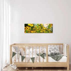 Tablou - Flori galbene (cu ceas) (90x30 cm)