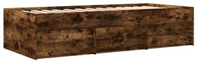 3280871 vidaXL Cadru pat cu sertare stejar fumuriu 100x200 cm lemn prelucrat