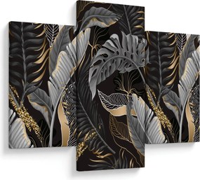 Tablou - Frunze tropicale, Galben - auriu (90x60 cm)