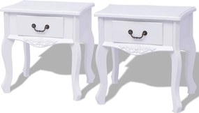 vidaXL Noptiere din lemn MDF alb 2 buc.